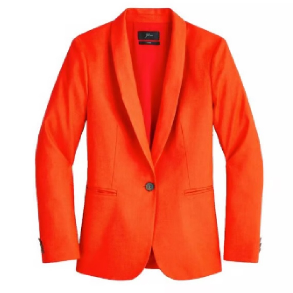 J.Crew Women’s Parke Blazer in Brilliant Sunset Stretch Linen Collar Jacket 6